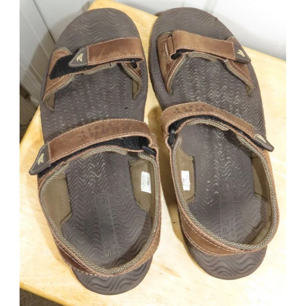 Sperry Top-Sider Mens Brown Leather Strappy Adjustable Sandals Size 13M
